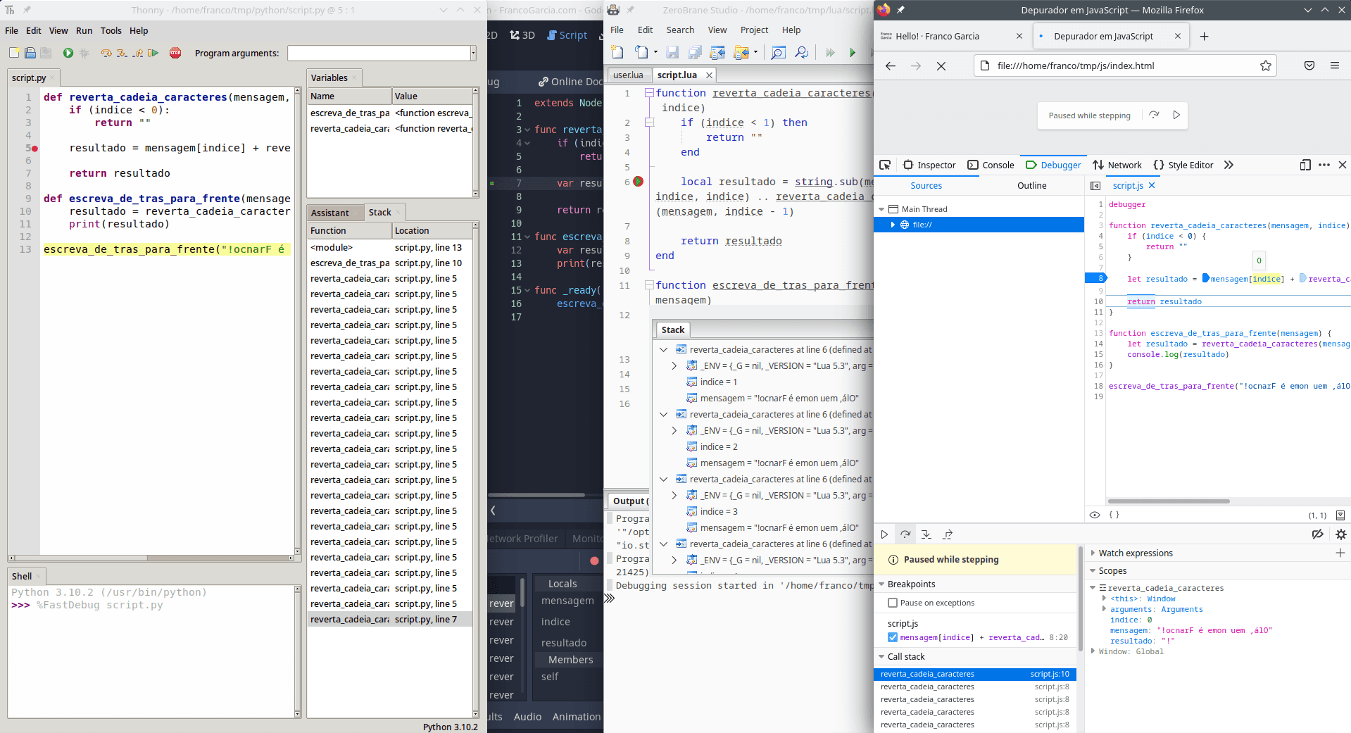 Example of using bitwise operations in four programming languages: Python, Lua, GDScript and JavaScript.