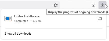 A interface de progresso de downloads mostrando que o download está concluído.